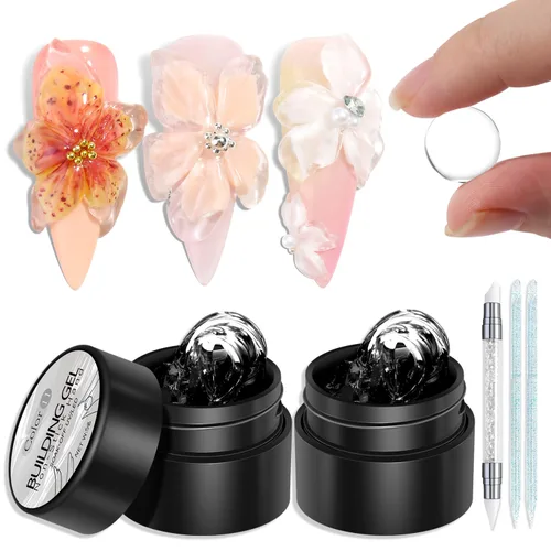 Vista 10 de SUTOKAKA Gel constructor sólido para uñas, 1.06 oz transparente, no pegajoso, escultura 3D, modelado, tallado, gel duro, pegamento de extensión