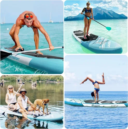 Vista 21 de FBSPORT Tabla de remo de pie prémium de 11 pies, tabla de yoga con accesorios de SUP y bolsa de transporte, amplia posición, control de surf
