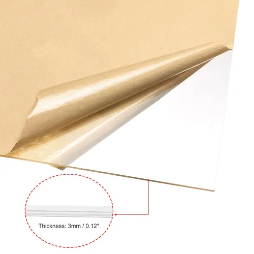 Vista 3 de uxcell Hoja acrílica fundida transparente blanca, 12 x 12 pulgadas, 0.118 in de grosor, tablero acrílico de plástico PMMA para proyectos