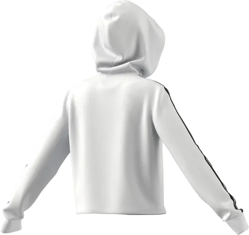 Vista 4 de adidas Essentials - Sudadera corta con capucha de 3 rayas para mujer, Blanconegro