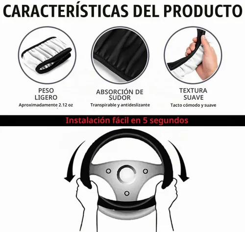 Vista 4 de Funda de volante de cuero compatible con Civic, tamaño universal (rojo)