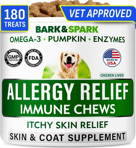 Vista 15 de BARK&SPARK Omega 3 para perros - 360 golosinas de aceite de pescado para la muda de pelo de perro, alergia cutánea, alivio de la picazón