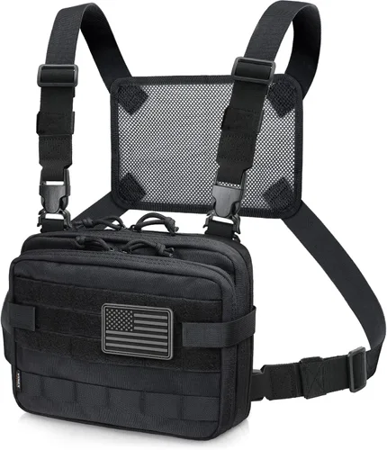 Vista 15 de WYNEX Bolsa táctica grande de administración de diseño de doble capa, bolsa de utilidad Molle EDC EMT con funda de mapa, bolsa modular