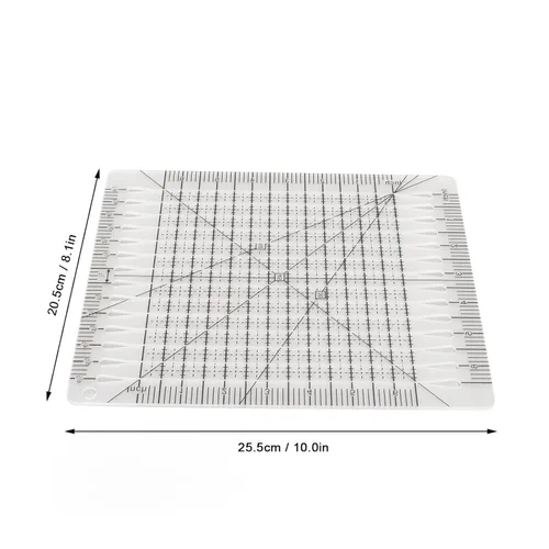 Vista 8 de Pssopp Regla de corte con forma encantadora, acrílico transparente, escala precisa, línea de cuadrícula negra, multifunción, regla de colchas, 10.0