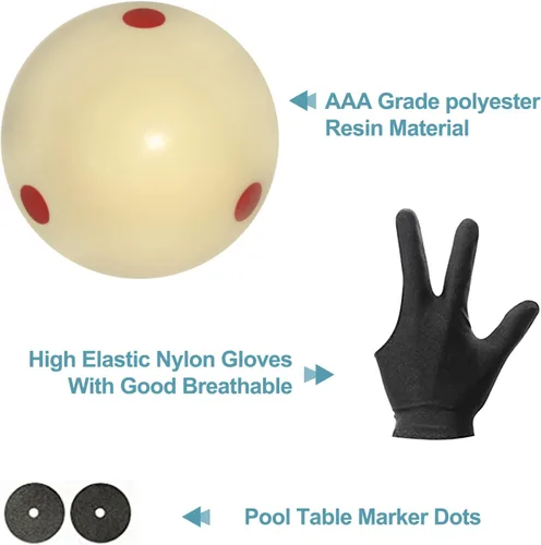Vista 3 de Pro-Cup - Bola de billar de 2-1/4 pulgadas, bola de billar estándar con 6 puntos rojos, accesorios de mesa de billar para juego de billar