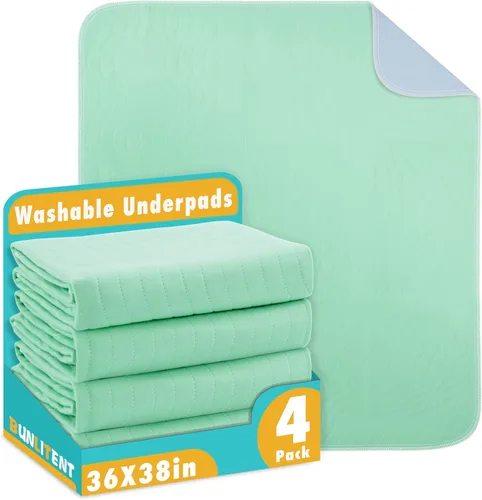 Vista 19 de Bunlitent Almohadillas lavables, 34 x 52 pulgadas, paquete de 3, color azul, almohadillas reutilizables de gran absorción para incontinencia