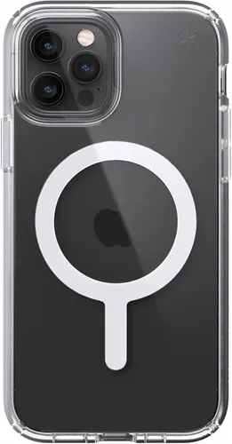 Vista 2 de Speck Funda transparente para iPhone 12, protección contra caídas para teléfonos iPhone 12 Pro y iPhone 12, diseñada para MagSafe, antiamarilamiento