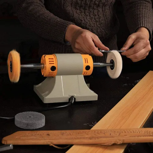 Vista 7 de Máquina pulidora de velocidad ajustable, pulidora de torno de banco multifunción, amoladora de banco, máquina pulidora utilizada para la fabricación