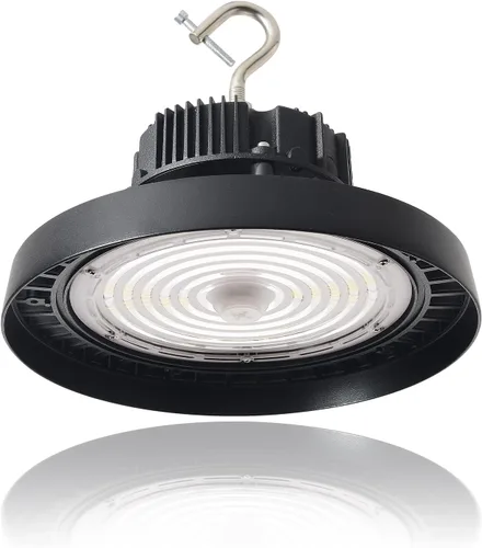 Vista 7 de OSTEK Luz LED UFO de alta bahía de 150 W, 0-10 V regulable de alta bahía LED de 5000 K, ETL DLC con gancho de EE. UU., cable de iluminación LED
