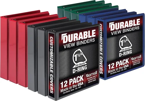 Vista 133 de Samsill - Carpeta duradera de 5 pulgadas, fabricada en los Estados Unidos, con anillos en D, transparente y personalizable, color blanco