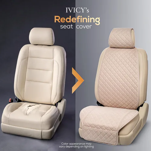 Vista 6 de IVICY Funda de asiento de coche de lino sintético para automóviles - Duradera y antideslizante - Fundas protectoras de asiento delantero