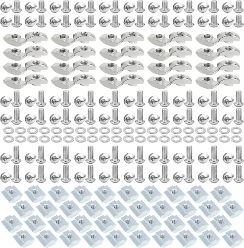 Vista 11 de Kit de 240 tornillos de tuercas en T M5 para extrusión de aluminio de la serie 2020, kit de tuercas de tornillo de ranura de 0.236 in, 120 tornillos