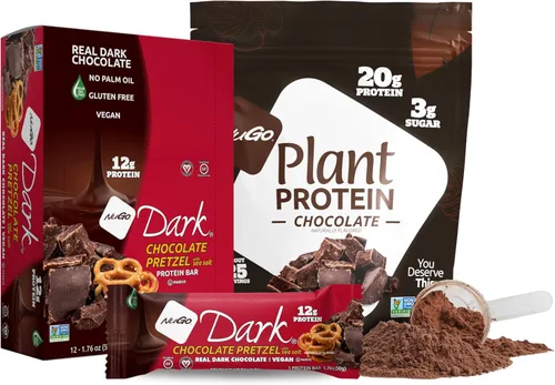 Vista 12 de NuGo Caja variada oscura: pretzel, chispas de chocolate, chispas de chocolate con menta, cereza, taza de mantequilla de maní y almendras, 0.43-0.47