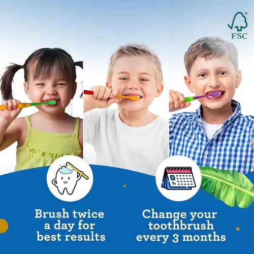 Vista 5 de GuruNanda Butter On Gums - Cepillo de dientes para niños, paquete de 4 cepillos de dientes de cerdas extra suaves para niños, multicolor y divertido