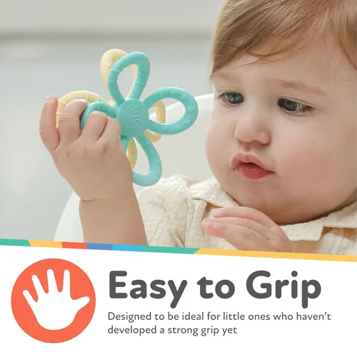 Vista 2 de Nuby Fun Loops - Mordedera infantil en forma de flor para bebés, a partir de 3 meses, color rosa y morado