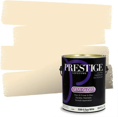 Vista 186 de PRESTIGE Pinturas de pintura exterior e imprimación en uno, 1 galón, plano, combinación comparable de Benjamin Moore* Manzanilla*