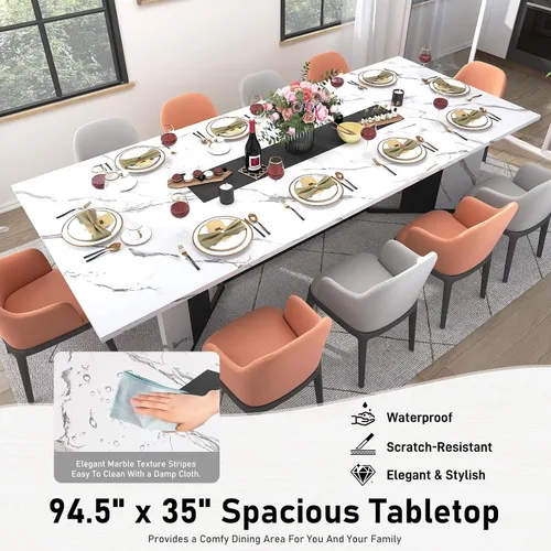 Vista 6 de Hlivelood Mesa de comedor grande de 94 pulgadas para 8 10 personas, mesa de cocina rectangular de madera con mesa impermeable, muebles rectangulares