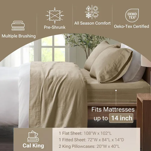 Vista 111 de Sleep Philosophy - True North - Juego de sábanas de franela, 100% de algodón, cómodo, bonito y muy suave, con bolsillo elástico que se adapta a