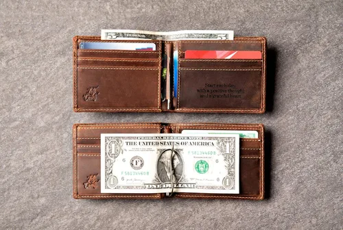 Vista 5 de Cartera delgada de cuero envejecida personalizada The Key Largo Wallet by Left Coast Original