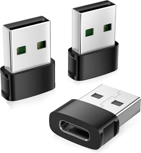 Basesailor Paquete de 3 adaptadores USB a USB C, convertidor de cable de Negro