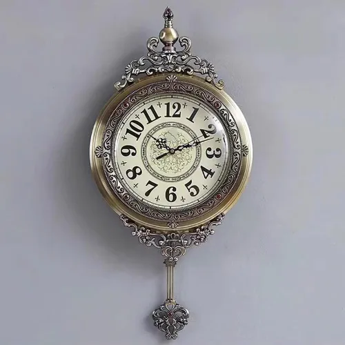 25" European Vintage Wall Clock with Round Metal Finish Bezel and HD Glass, Silent Wall Clock, Battery Operated Wall Clock, Arabic/Roman Numeral