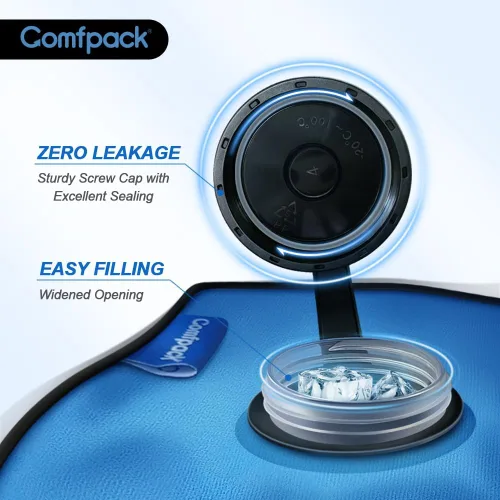 Vista 2 de Comfpack Pequeña bolsa de hielo recargable para lesiones, bolsa de agua helada de viaje de 11.8 x 7.8 pulgadas con correa para terapia de frío