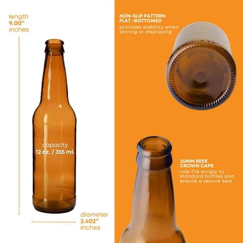 Vista 3 de Suministro de botellas de cerveza Amber (pack de 24 unidades), 12 onzas, de elaboración casera, de Moster Brew