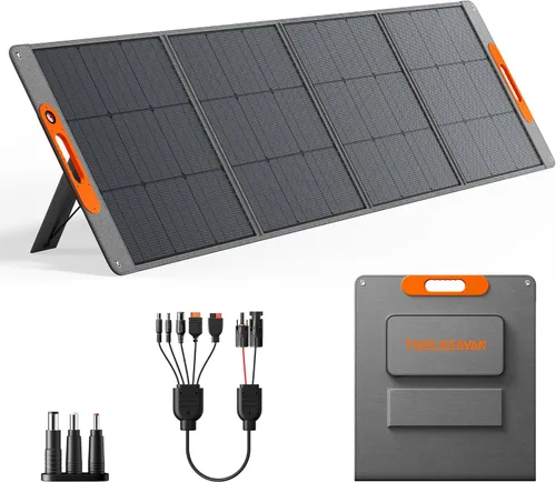 Vista 8 de Panel solar portátil de 100 W para estación de energía, cargador de panel solar plegable ETFE de alta eficiencia al 24%, QC3.0, tipo C 60W, salida