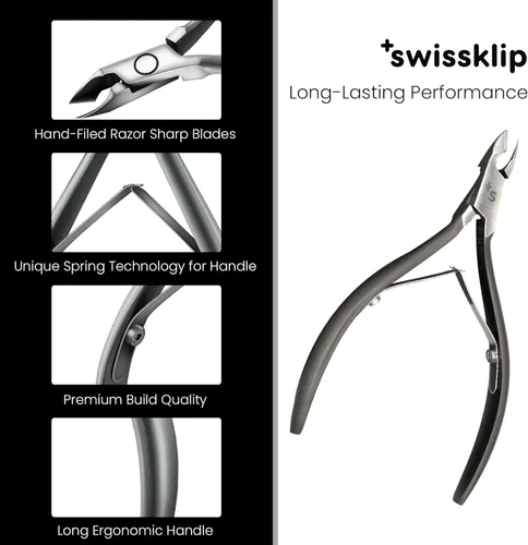 Vista 4 de Swissklip Cortador de cutículas, removedor de cutícula, regalos de elefante blanco, pinzas de cutícula, cortador, pinza de uñas utilizada junto