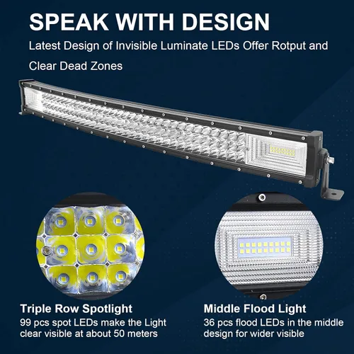 Vista 3 de SKYWORLD Barra de luz LED curvada de 32 pulgadas 405 W, haz combinado de inundación y punto de luces de trabajo LED de 6000 K con kit de arnés