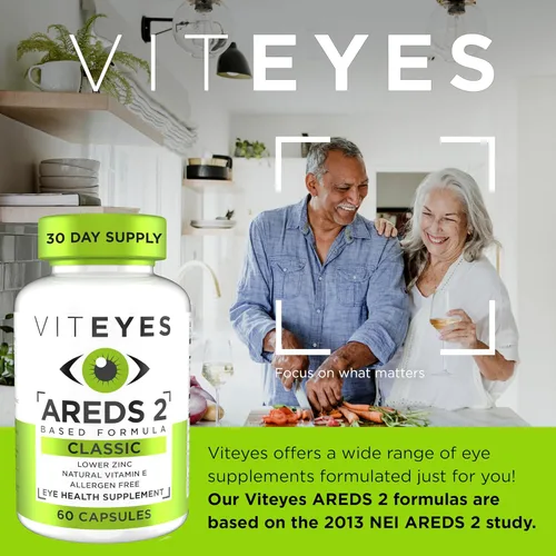 Vista 2 de Viteyes AREDS 2 Vitaminas oculares, soporte macular clásico, cápsulas libres de alérgenos, con vitamina E natural, vitamina C, zinc, cobre, luteína