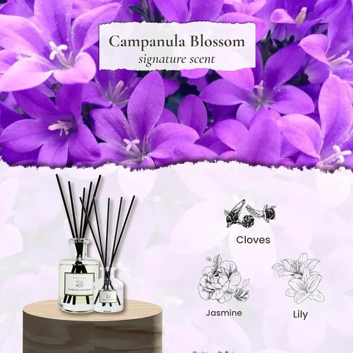 Vista 3 de PRISTINE Campanula Blossom/Inspired by Hotel Duke - Difusor de varillas para el hogar Mezcla fresca de Bluebell, jacinto, clavo de clavo, difusor