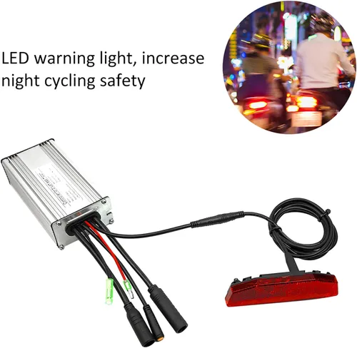 Vista 3 de Luz trasera LED, luz de seguridad trasera de bicicleta eléctrica para conducción nocturna (6V¨C60V), luz de advertencia impermeable con conector