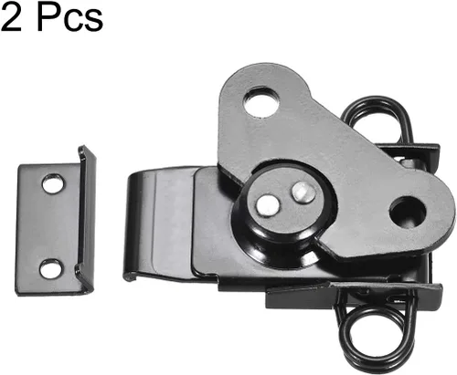 Vista 3 de uxcell Abrazadera de palanca de cierre de mariposa con resorte de hierro de 2.24 pulgadas para caja de caja - 2 piezas (negro)