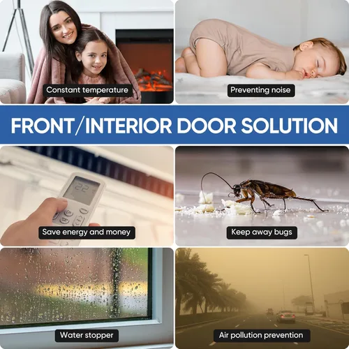 Vista 5 de MOYENNE Paquete de 2 topes de puerta para puertas exteriores, selladores para debajo de la puerta para parte inferior de la puerta, burletes de 2.3