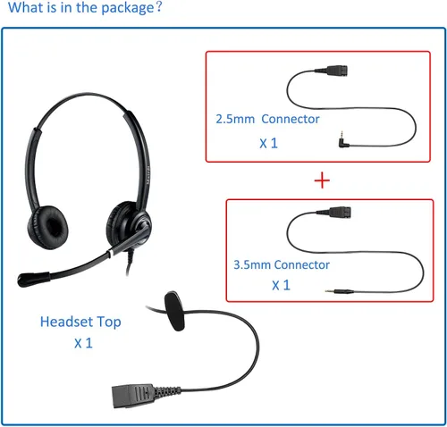 Vista 6 de Auriculares de 0.098 in con micrófono con cancelación de ruido para teléfono Panasonic, incluye conector de 0.138 in para teléfono inteligente, PC