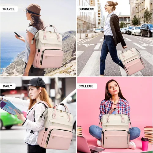 Vista 7 de LOVEVOOK Laptop Backpack for Women Fashion Business Computer Backpacks Travel Bags Purse Doctor Nurse Work Backpack with USB Port, Fits 15.6-Inch
