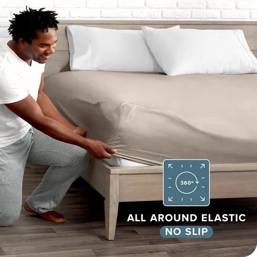 Vista 138 de Bare Home - Sábana bajera ajustable tamaño individual XL, microfibra 1800 muy suave y duradera, para colchones altos; color blanco