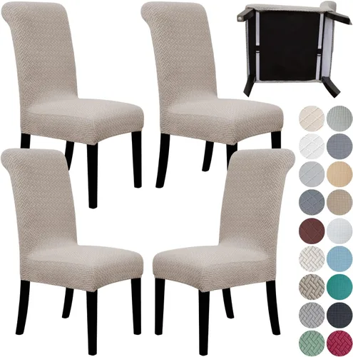 Vista 31 de SPRINGRICO Paquete de 2 fundas para sillas de comedor con cinturón de seguridad, fundas elásticas para sillas Parsons lavables, fundas protectoras