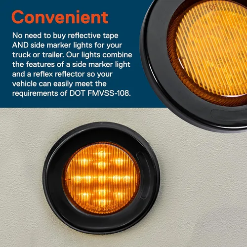 Vista 2 de ONLINE LED STORE - Luces de delimitación lateral de 13 LED, redondas, de 6.35 cm (padre)., Paquete de 1, Ambar