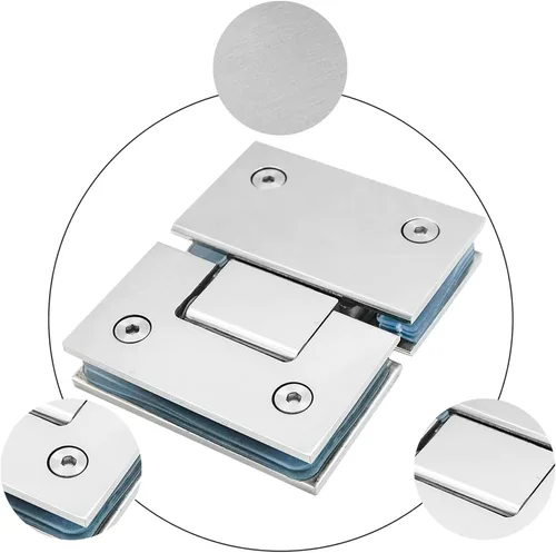 Vista 7 de Bisagras de puerta de ducha sin marco, bisagras de puerta de vidrio a vidrio de 180 grados resistentes, bisagra de ducha de acero inoxidable 304 sin