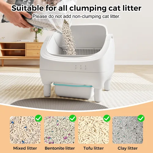 Vista 8 de Coziwow Caja de arena automática inteligente con parte superior abierta, caja de arena para gatos autolimpiante con control de aplicación