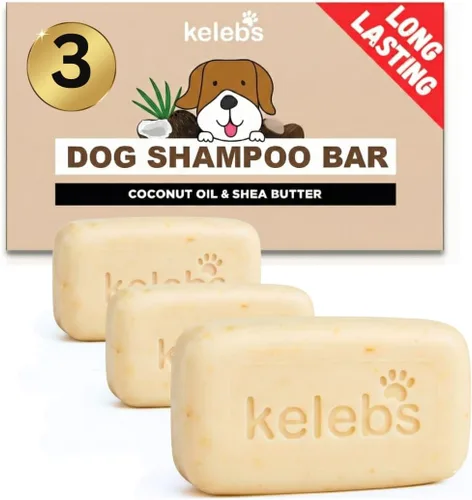 Vista 9 de KELEBS Barra de champú blanqueadora para perros con carbón Champú blanco para perros con ingredientes naturales para pieles sensibles 3 barras