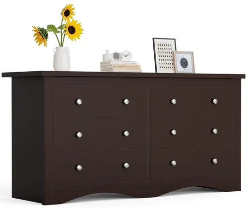 Vista 17 de Furmax Cómoda para dormitorio, 5 cajones de madera, cómoda, para TV de hasta 65 pulgadas, mueble de almacenamiento para TV para pasillo y entrada