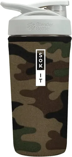 Vista 51 de Funda aislante de neopreno para botella mezcladora de proteínas Sok It BotlSok (Jardín inglés de picnic, se ajusta a botella mezcladora de 28 oz)