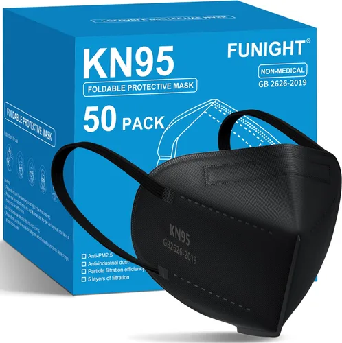 Vista 10 de Funight - Mascarillas KN95 de 5 capas transpirables, eficiencia de filtro ≥ 95%, protección contra el polvo y partículas PM2.5, desechables