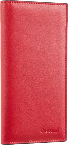 CASMONAL Funda de cuero vegano para chequera para hombres y mujeres con bloqueo RFID