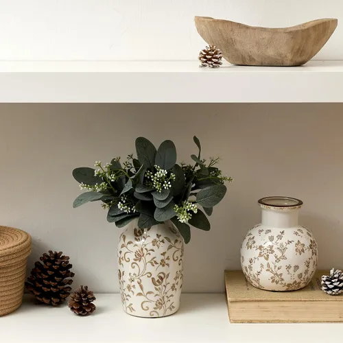 Vista 182 de SIDUCAL Florero decorativo de cerámica Florero rústico de 7.48 pulgadas para decoración del hogar, mesa, sala de estar, baño, escritorio de café