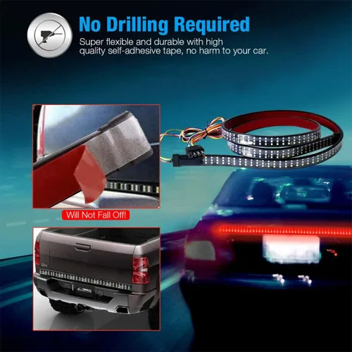 Vista 6 de Barra de luz LED de 48 pulgadas para compuerta trasera de camioneta pickup de 3 colores rojo blanco amarillo conmutable, señal de giro secuencial