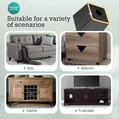 Vista 7 de Pernos de rosca métrica M8-1.25, patas de plástico para muebles, patas de sofá cuadradas negras de 2 pulgadas con tuercas de placa, repuesto